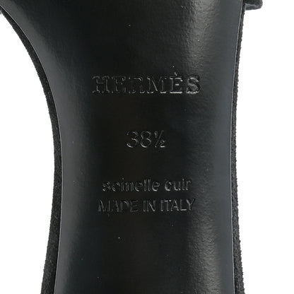 Hermes Suede Goatskin Oasis Sandals 38.5 Black 7 of 9