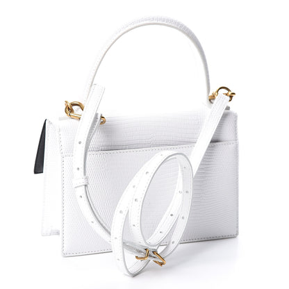 Balenciaga Patent Calfskin Lizard Embossed XS Sharp Top Handle Bag White 2 of 8