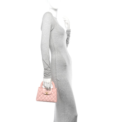 Chanel Shiny Aged Calfskin Quilted Nano Kelly Shopper Light Pink 2 of 11