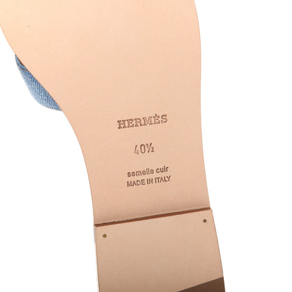 Hermes Denim Canvas Oran Sandals 40.5 Bleu Clair 9 of 11