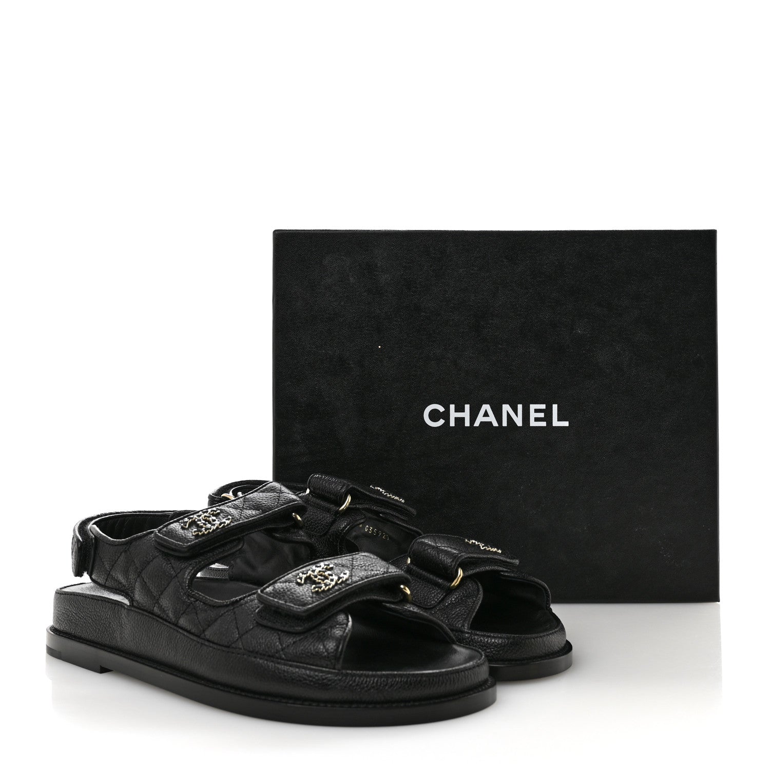 Chanel Grained Calfskin Velcro Dad Sandals 39 Black 10 of 10