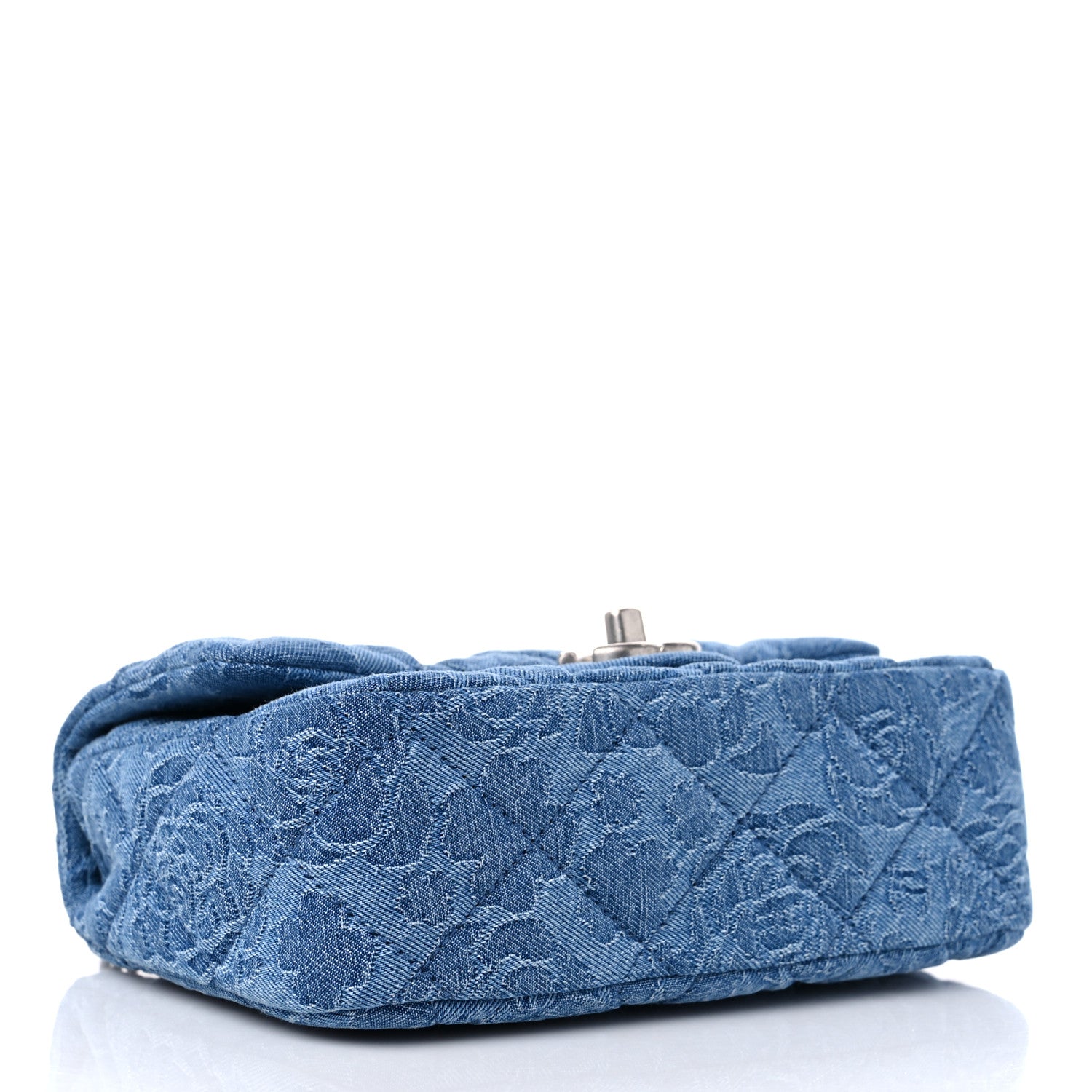 Chanel Denim Quilted Camellia Sweetheart Mini Flap Blue 4 of 10