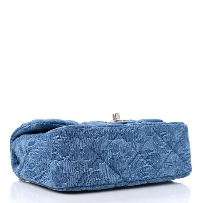Chanel Denim Quilted Camellia Sweetheart Mini Flap Blue 4 of 10