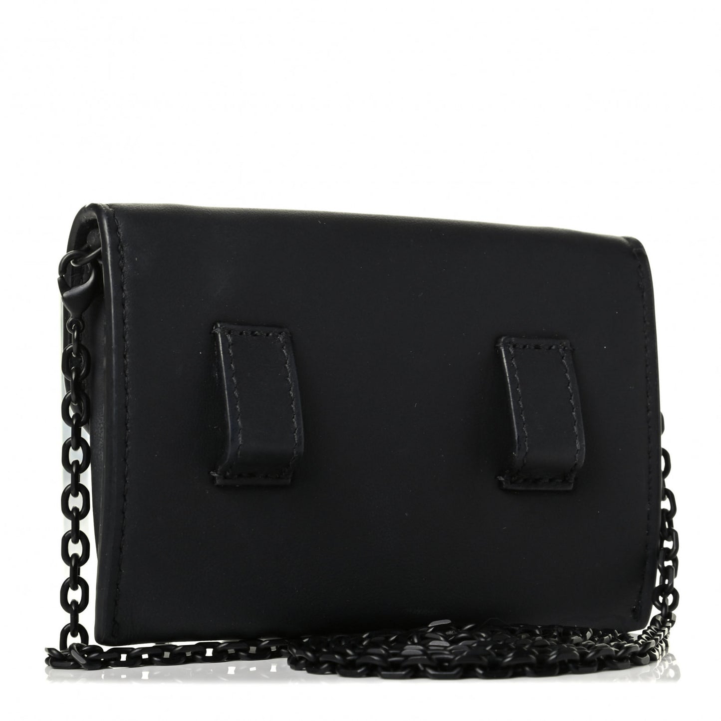 Ultra Matte Calfskin Nano Saddle Chain Pouch Black