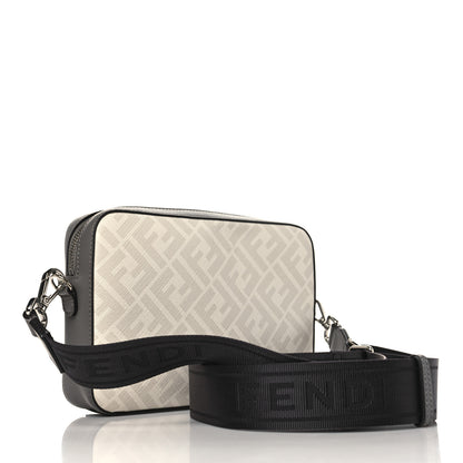 Fendi Glazed Fabric Vitello Cover FF 1974 Diagonal Bi-Color Medium Camera Case Perla Argilla Fragola 3 of 9