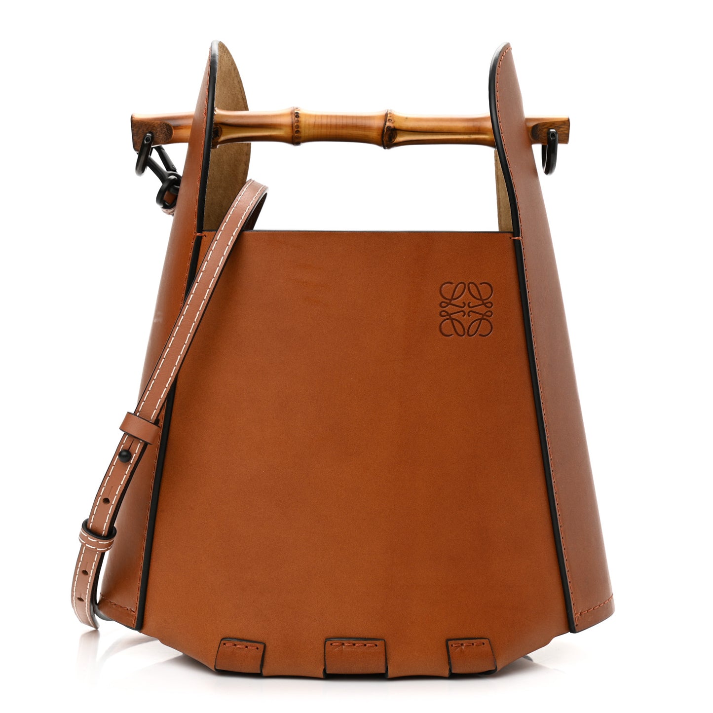 Calfskin Bamboo Bucket Bag Tan