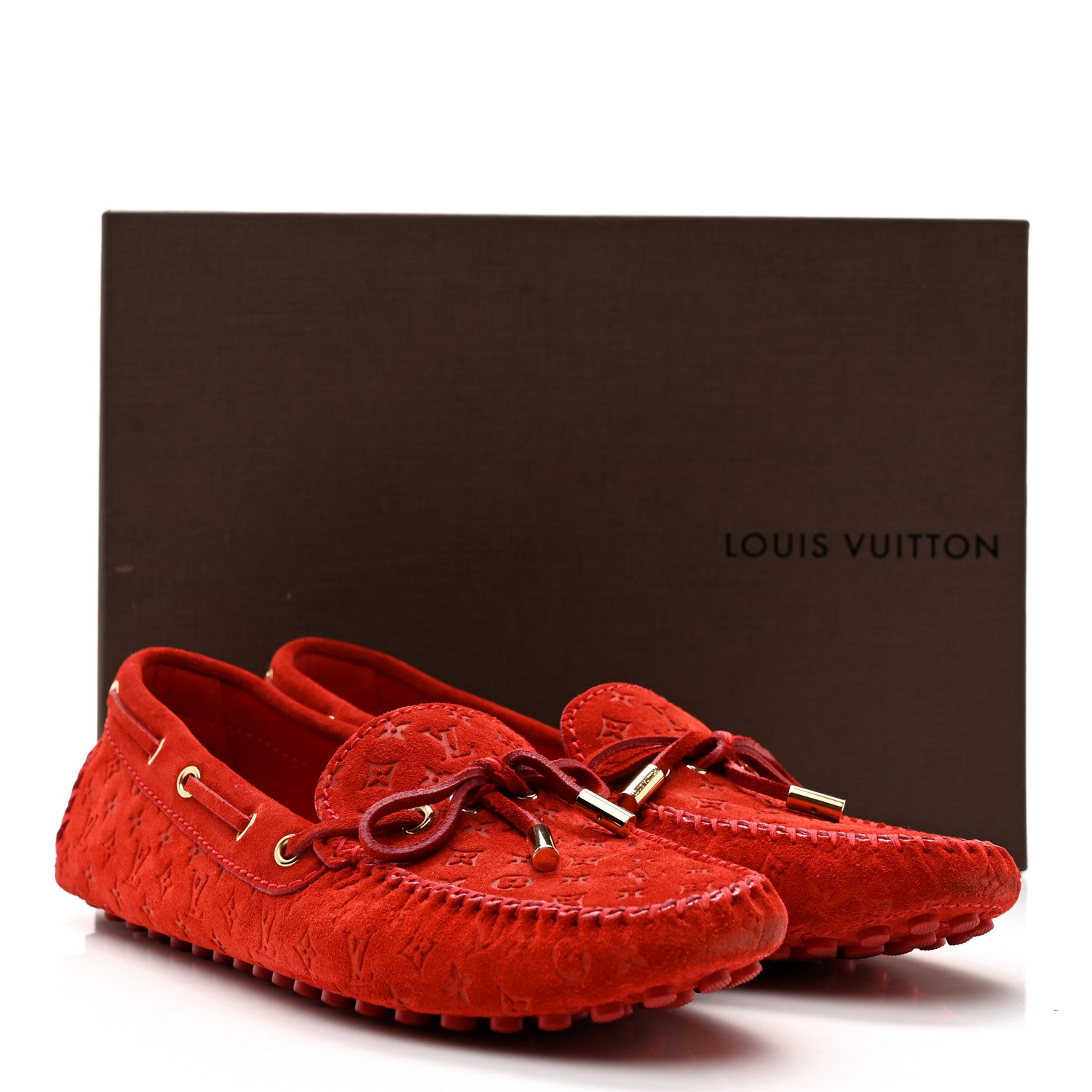 Louis Vuitton Suede Monogram Gloria Loafers 39 Rouge 8 of 8