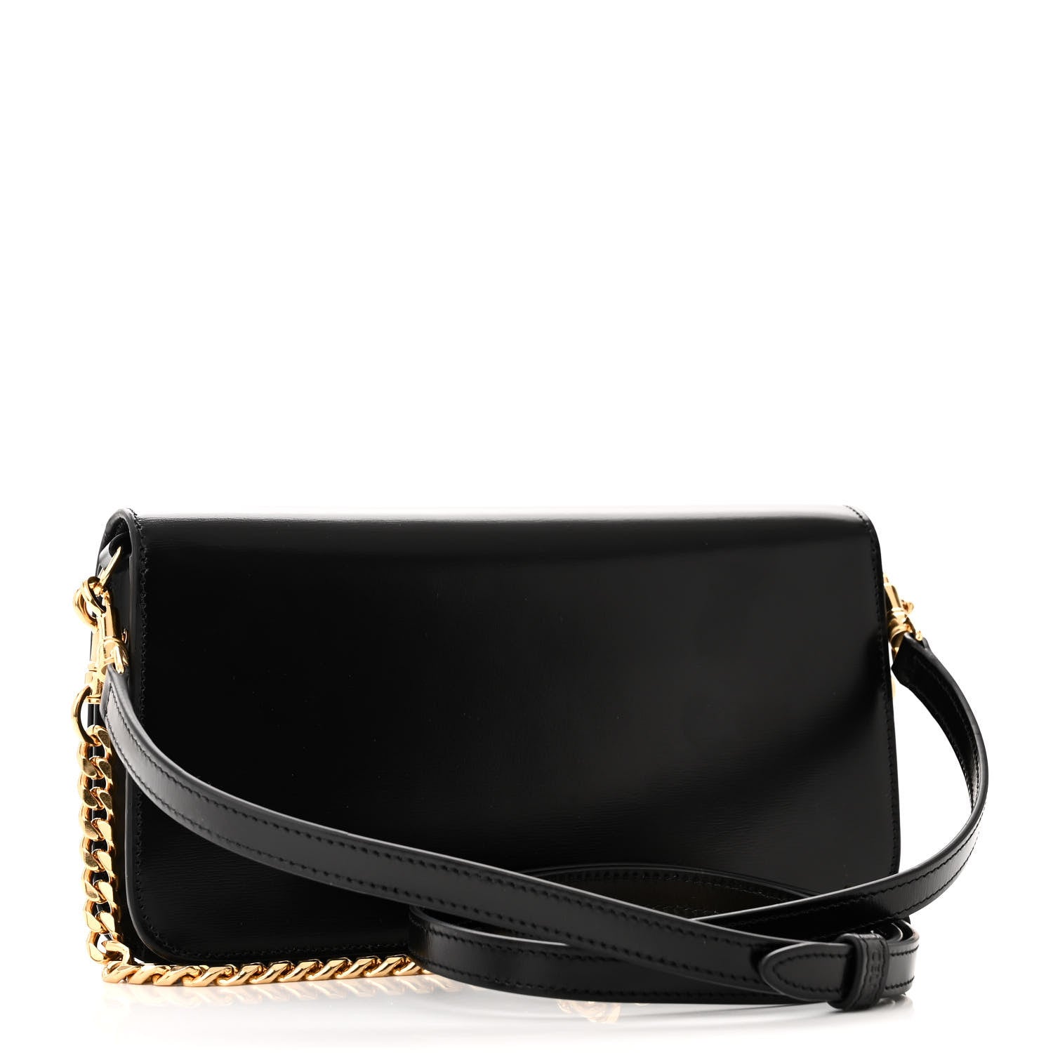 Celine Shiny Calfskin Triomphe Chain Shoulder Bag Black 2 of 10