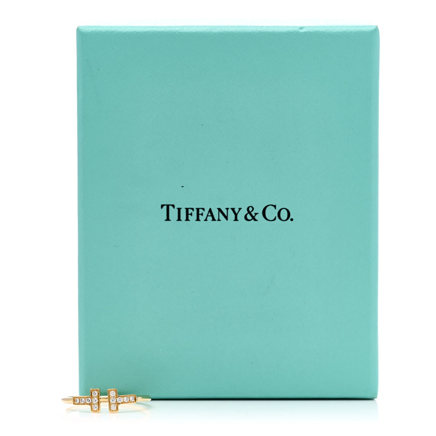 Tiffany 18K Yellow Gold Diamond T Wire Ring 60 9 5 of 5
