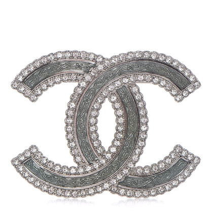 Chanel Crystal Glass CC Brooch Silver 1 of 6