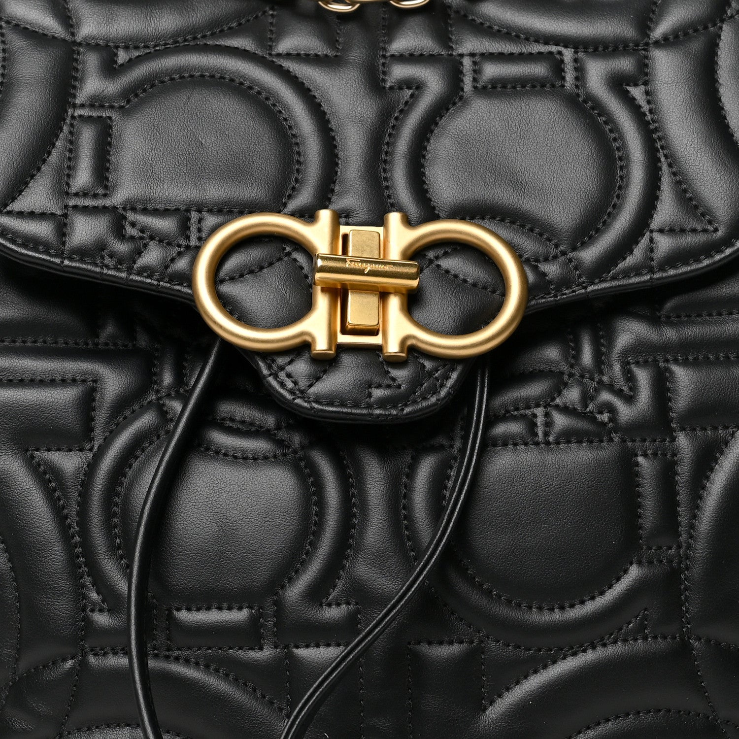 Salvatore Ferragamo Calfskin Quilted Gancini Backpack Black 7 of 9