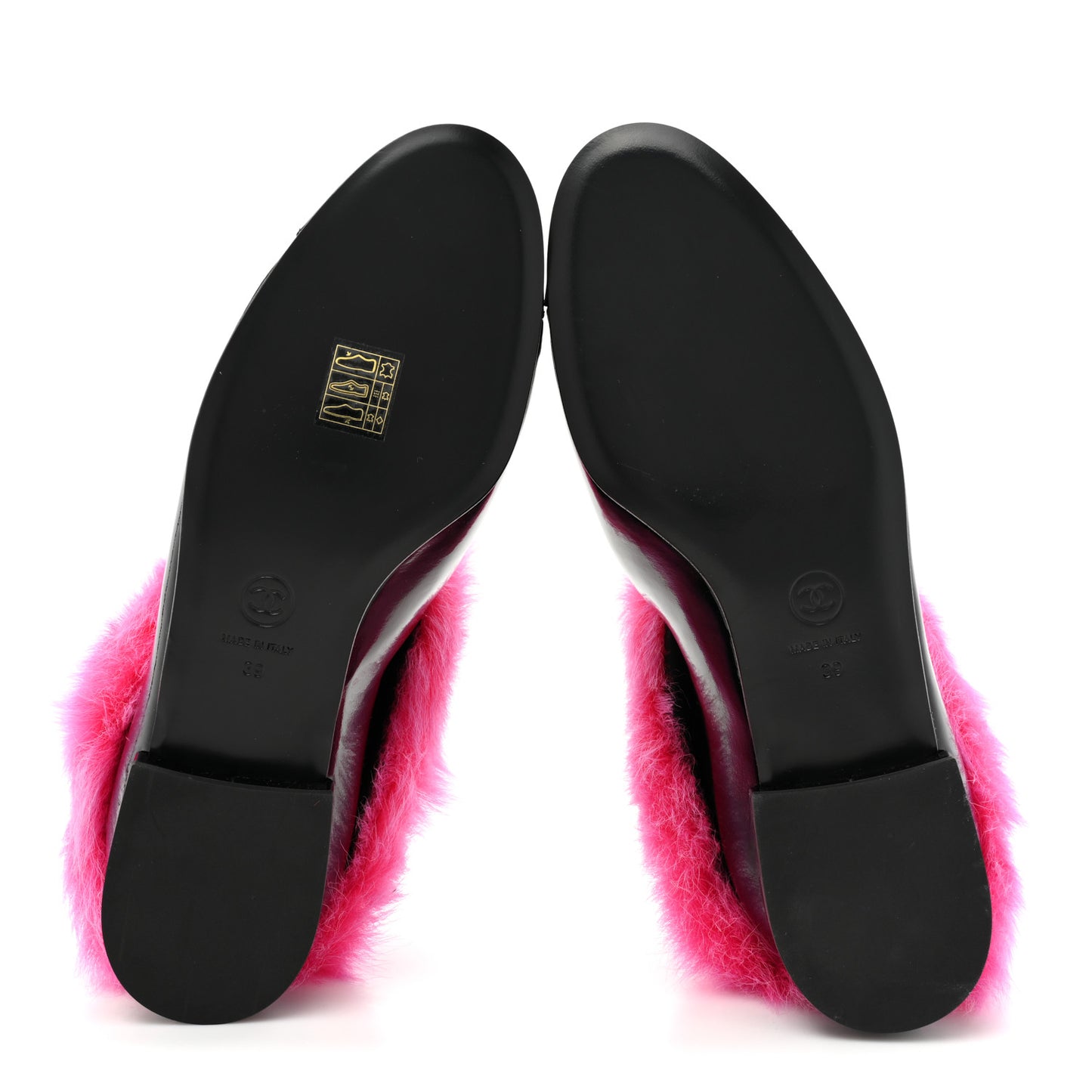 Patent Shearling Lambskin Cap Toe Short Boots 39 Black Pink