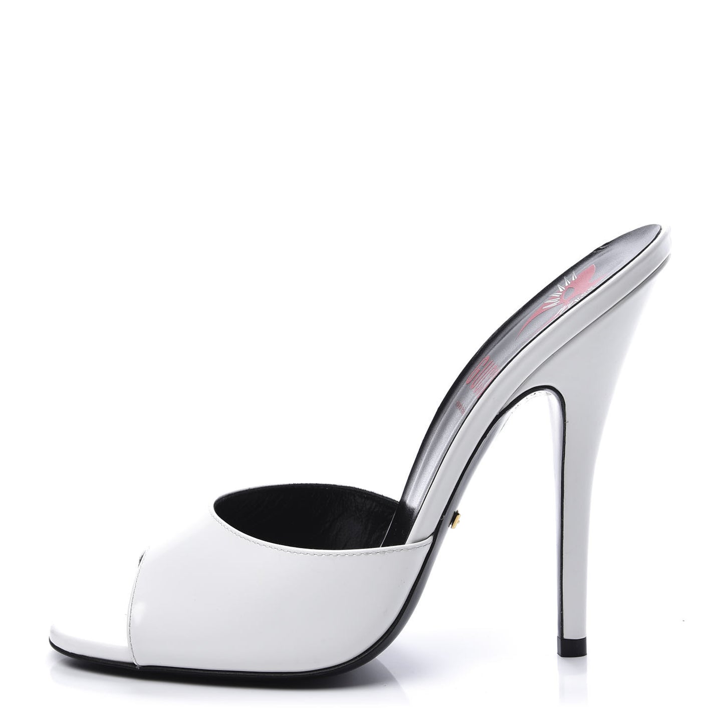 Polished Calfskin Scarlet High Heel Slide Sandals 39 Great White
