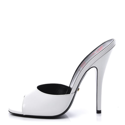 Gucci Polished Calfskin Scarlet High Heel Slide Sandals 39 Great White 1 of 12