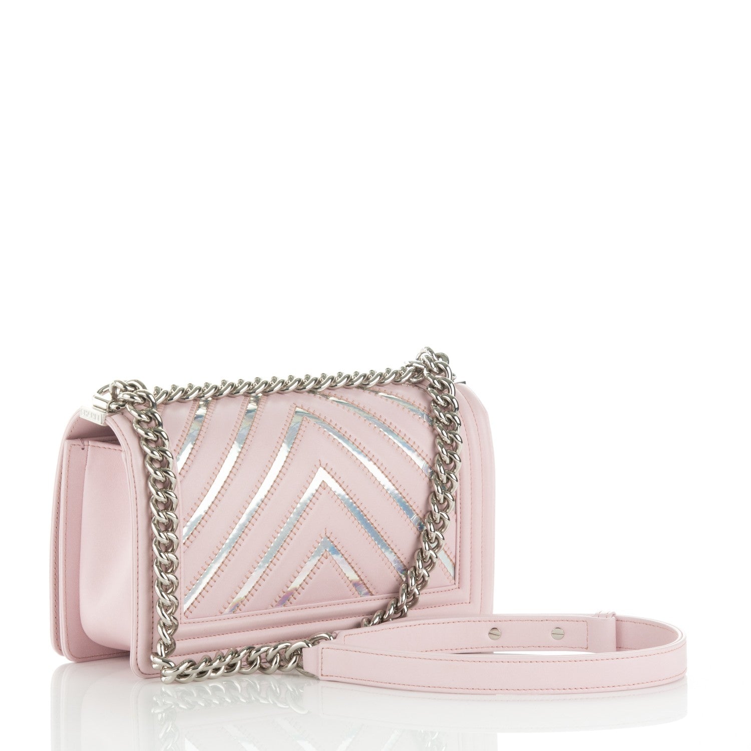 Chanel Lambskin Iridescent PVC Medium Boy Flap Light Pink Silver 3 of 8