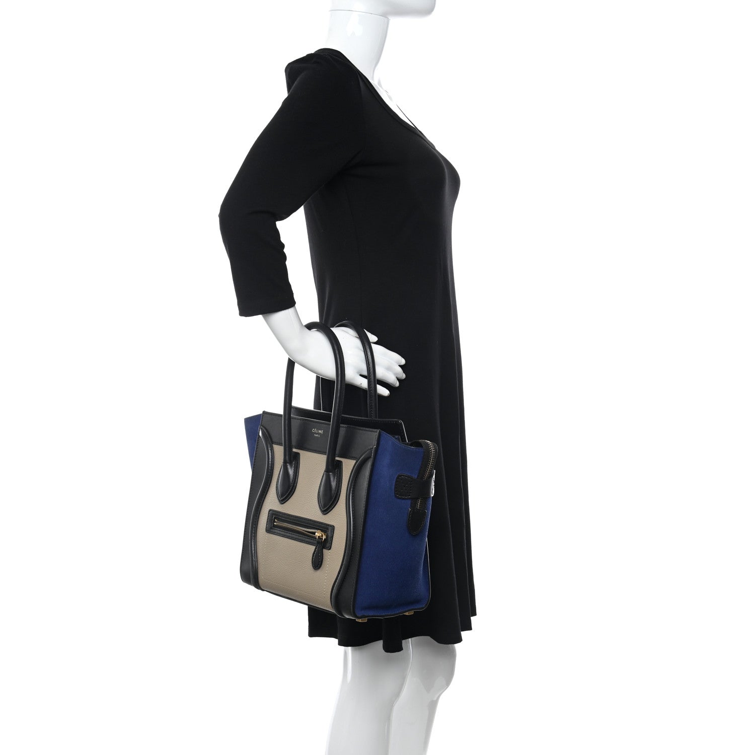 Celine Elephant Calfskin Suede Micro Tri-Color Luggage Sand 2 of 9