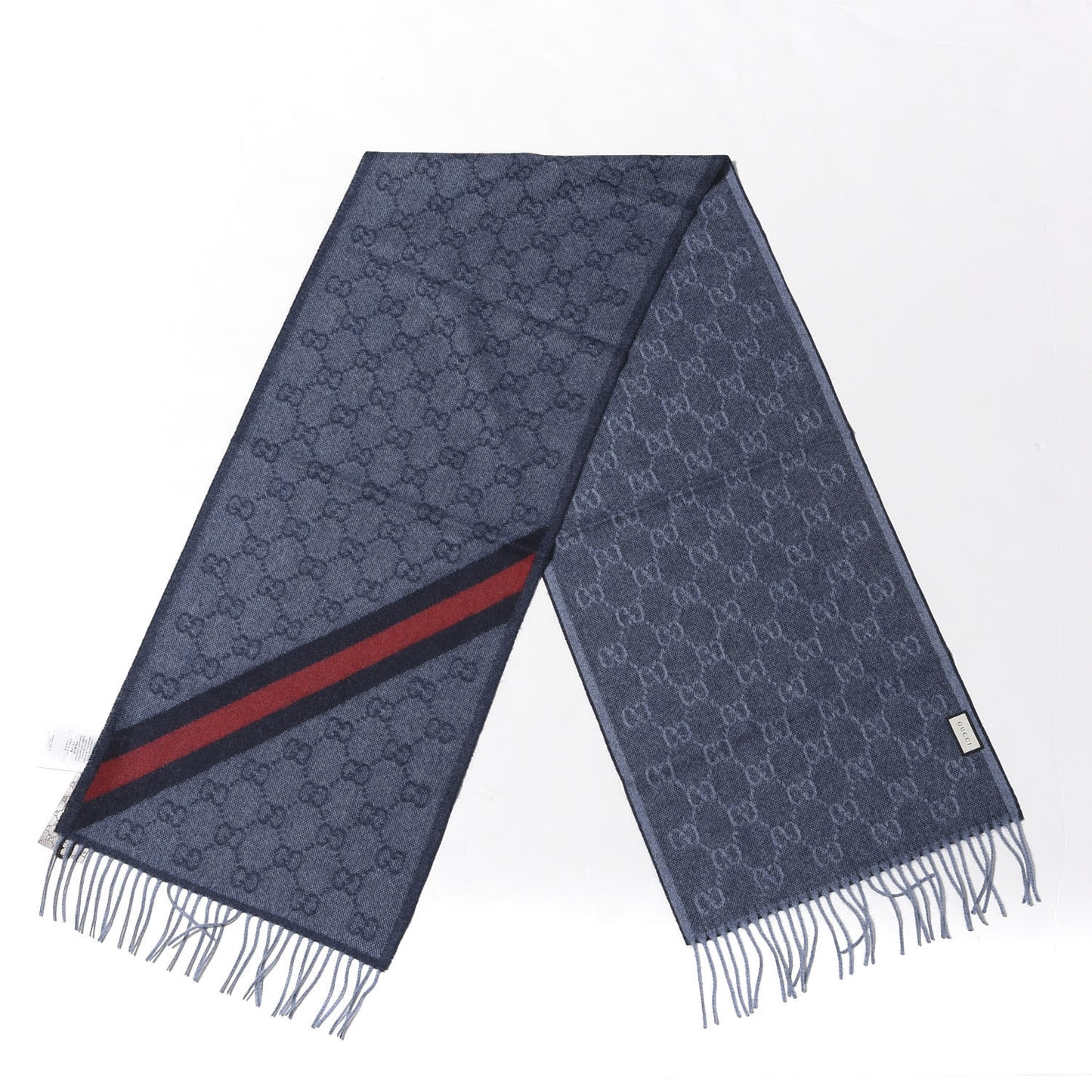 Wool Alpaca Monogram Web New Nikky Scarf Midnight Blue