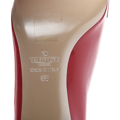 Valentino Garavani Patent Couture Bow Peep Toe Low Heel Pumps 38 Rosso Valentino 7 of 8