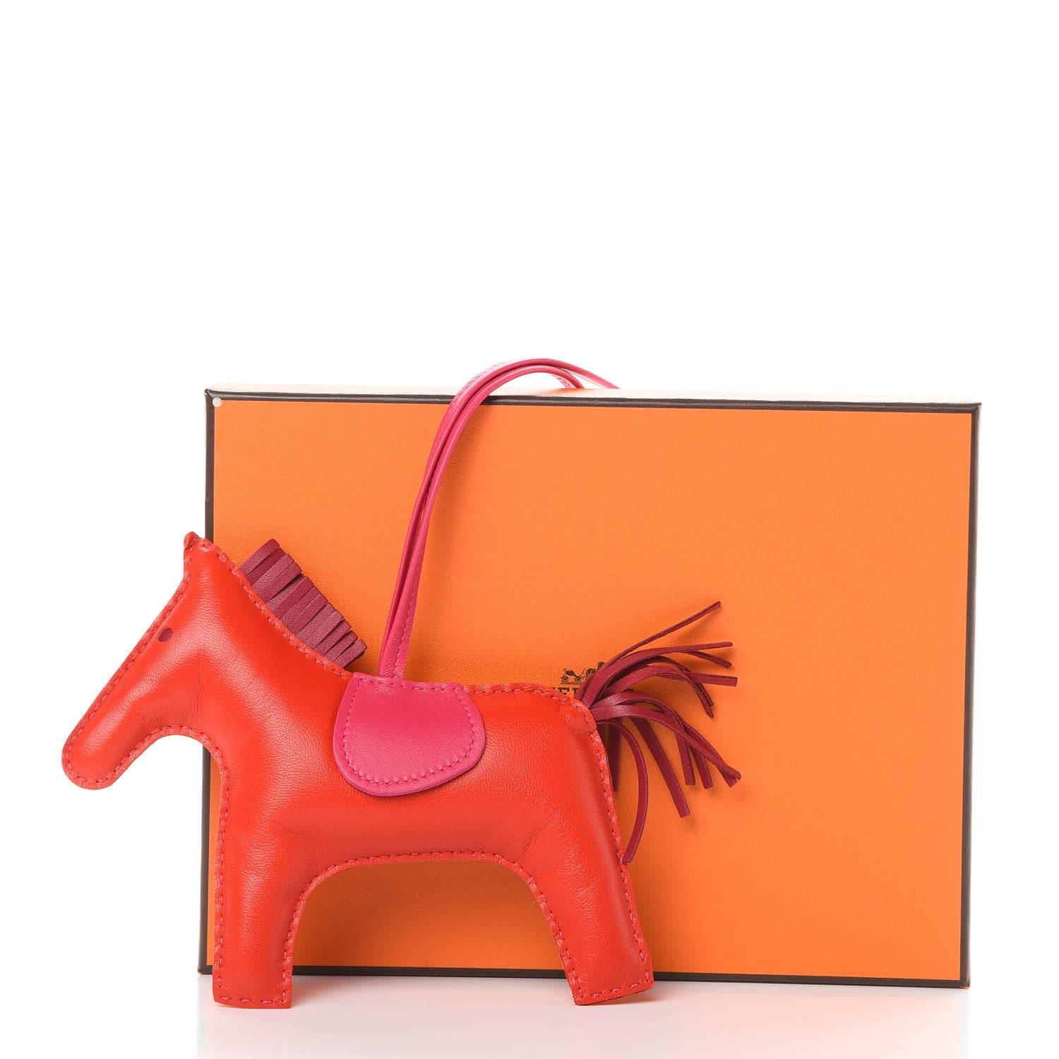 Hermes Milo Lambskin Grigri Rodeo Horse Bag Charm MM Rouge Indien Rubis Rose Mexico 5 of 5