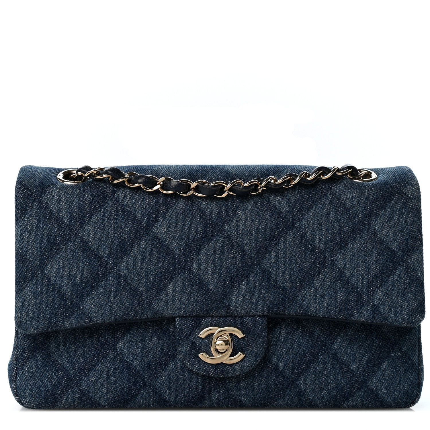 Chanel Printed Denim Quilted Medium Double Flap Light Blue 1 of 11