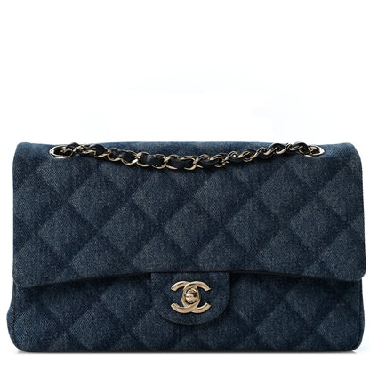Chanel Printed Denim Quilted Medium Double Flap Light Blue 1 of 11