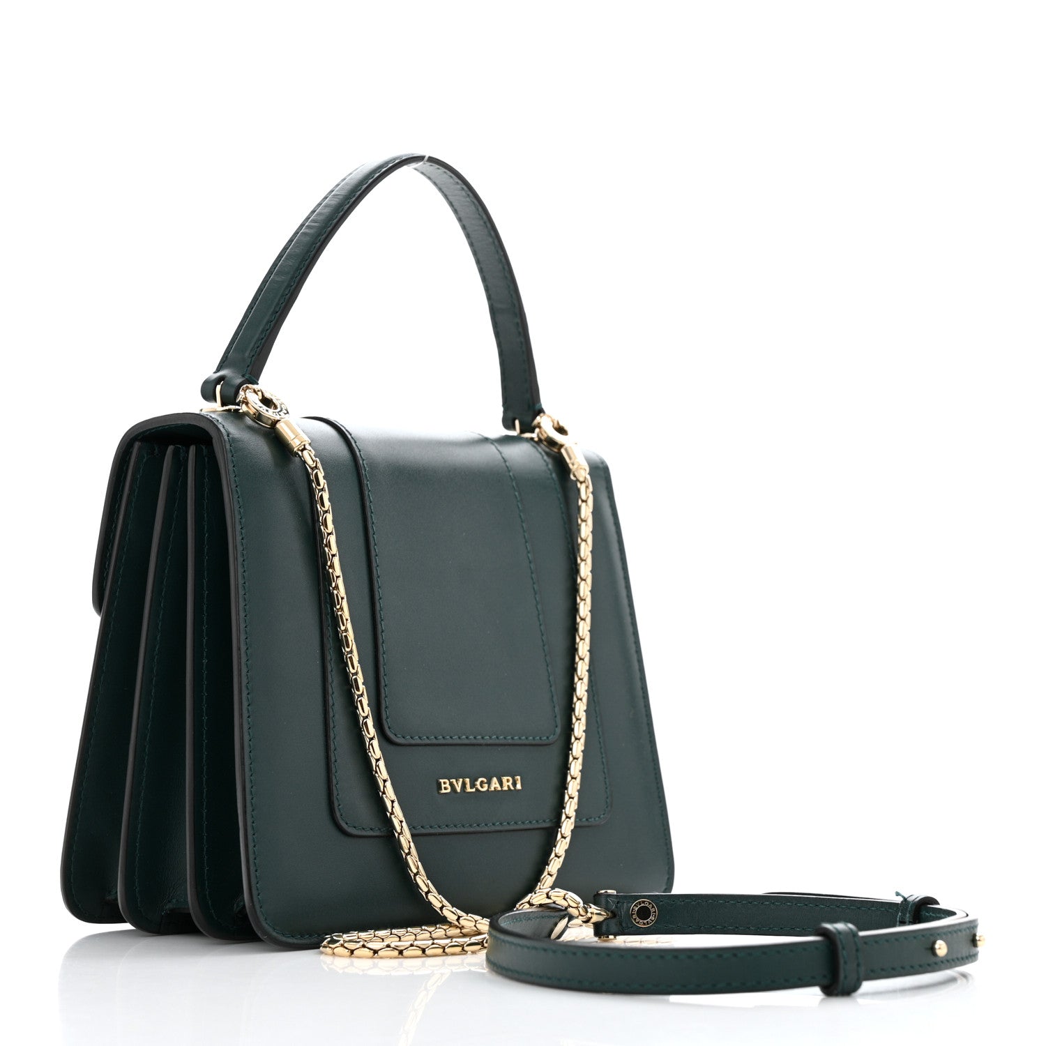 Bulgari Calfskin Serpenti Forever Top Handle Emerald Green 4 of 12