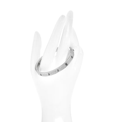 Cartier 18K White Gold Diamond Ceramic LOVE Paved Bracelet 18 2 of 4