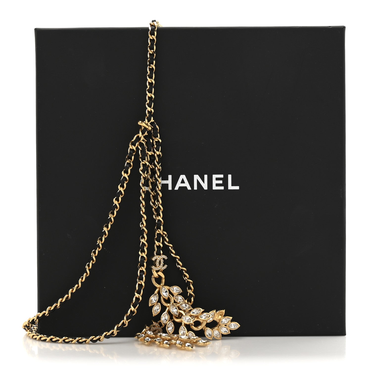 Chanel Lambskin Crystal Charm Chain CC Belt Black Gold 8 of 8