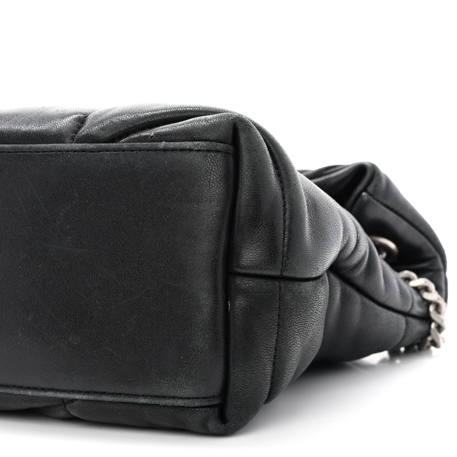 Saint Laurent Lambskin Quilted Small Loulou Puffer Monogram Chain Satchel Black 10 of 11