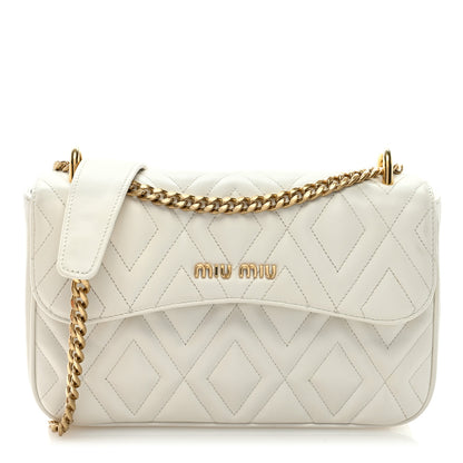 Miu Miu Soft Calf Quilted Flap Bag White 1 of 8