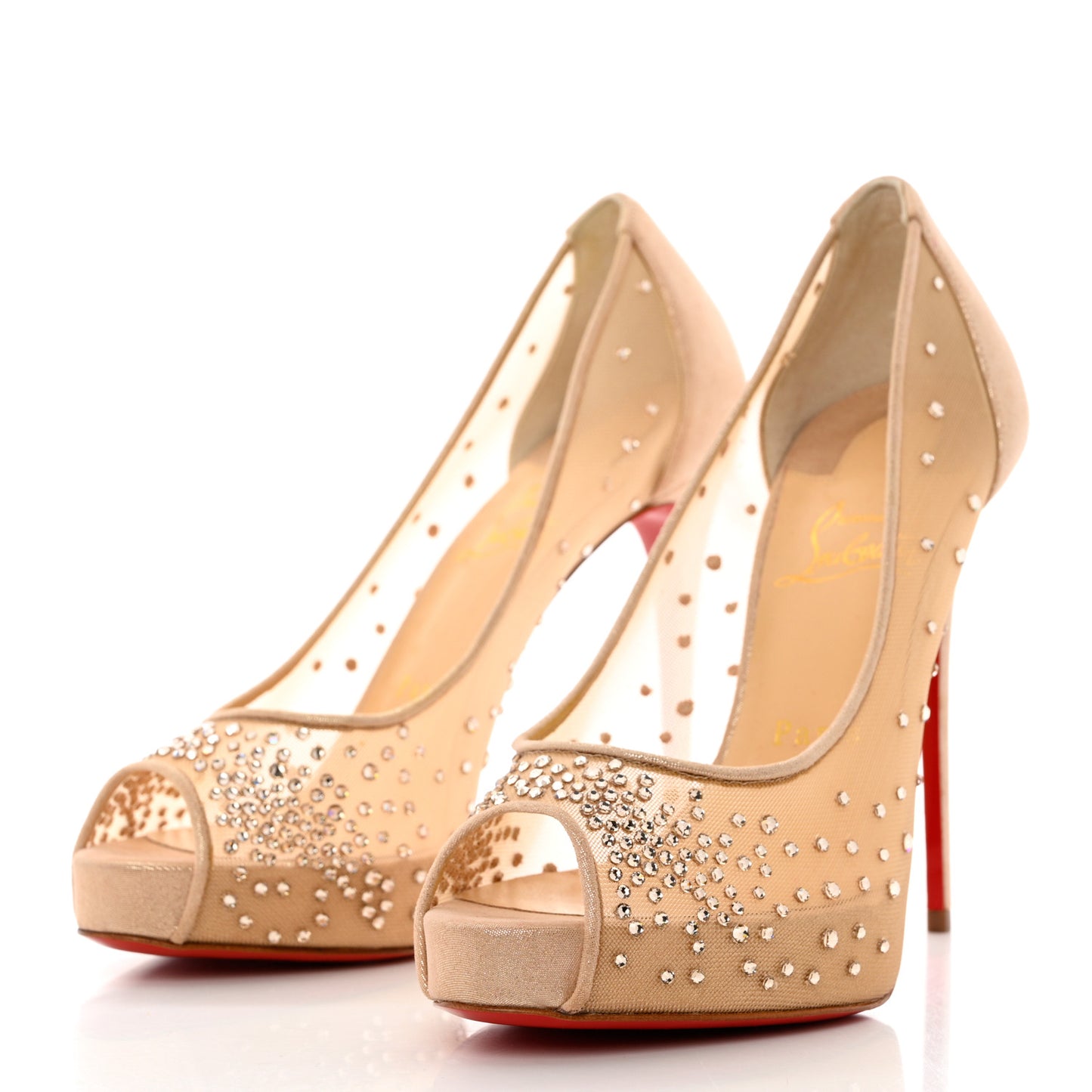 Rete Very Strass 120 Peep Toe 38 Nude