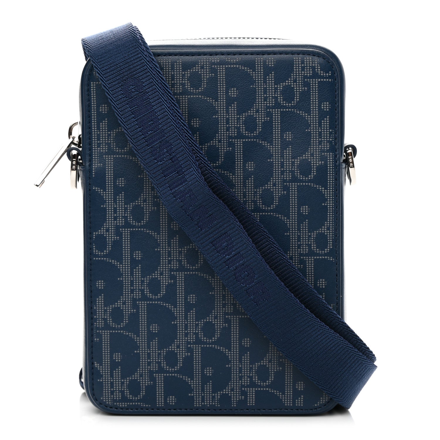 Christian Dior Calfskin Oblique Galaxy Perforated World Tour Messenger Pouch Blue White 1 of 11