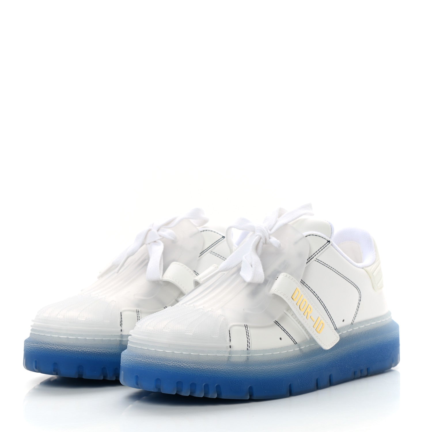 Christian Dior Calfskin Clear Rubber Dior-ID Platform Sneakers 37.5 White Deep Blue 3 of 9