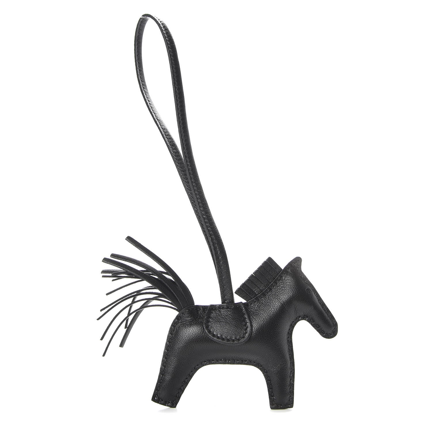 Hermes Milo Lambskin Grigri Rodeo Horse Bag Charm PM So Black 1 of 5