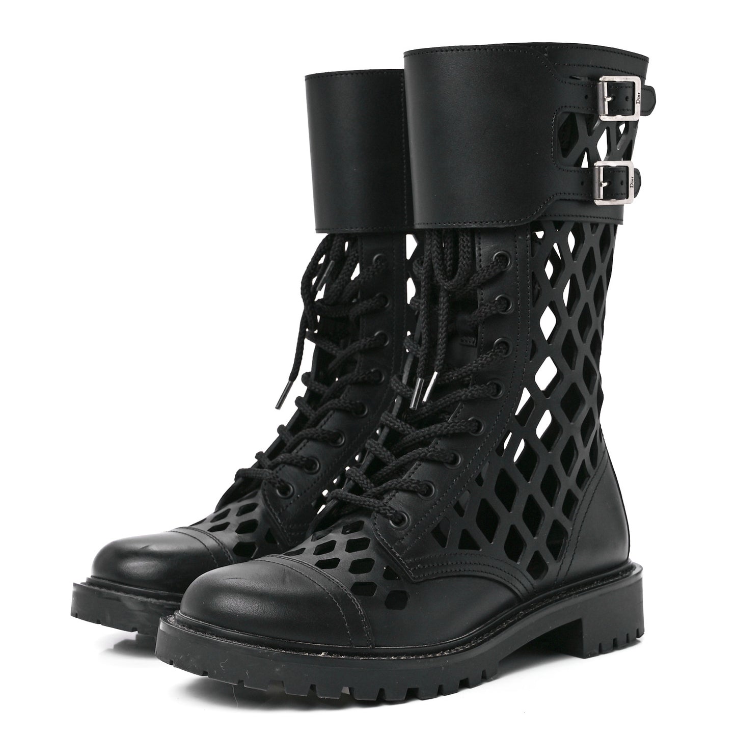Matte Calfskin Womens D-Trap 30mm Tall Boots 37.5 Black