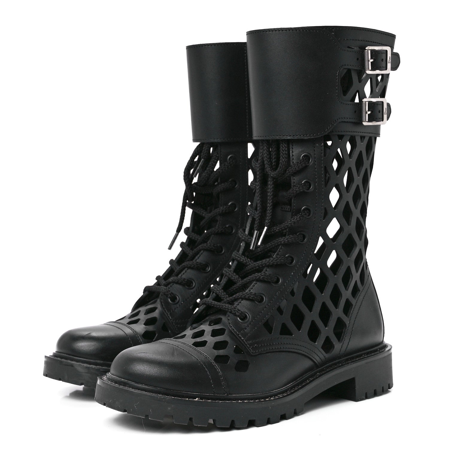 Christian Dior Matte Calfskin Womens D-Trap 30mm Tall Boots 37.5 Black 3 of 8