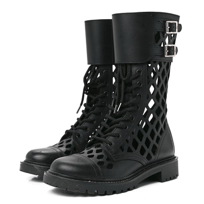 Christian Dior Matte Calfskin Womens D-Trap 30mm Tall Boots 37.5 Black 3 of 8
