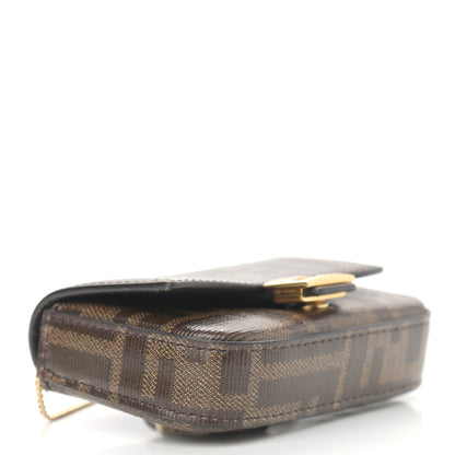 Fendi Glazed Fabric FF 1974 Nano Baguette Charm Mogano Panna 4 of 11