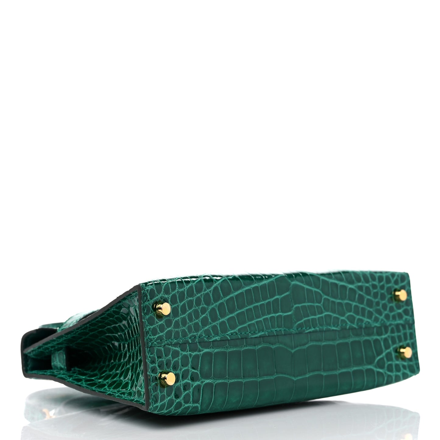 Shiny Alligator Mini Kelly Sellier 20 Vert Emeraude
