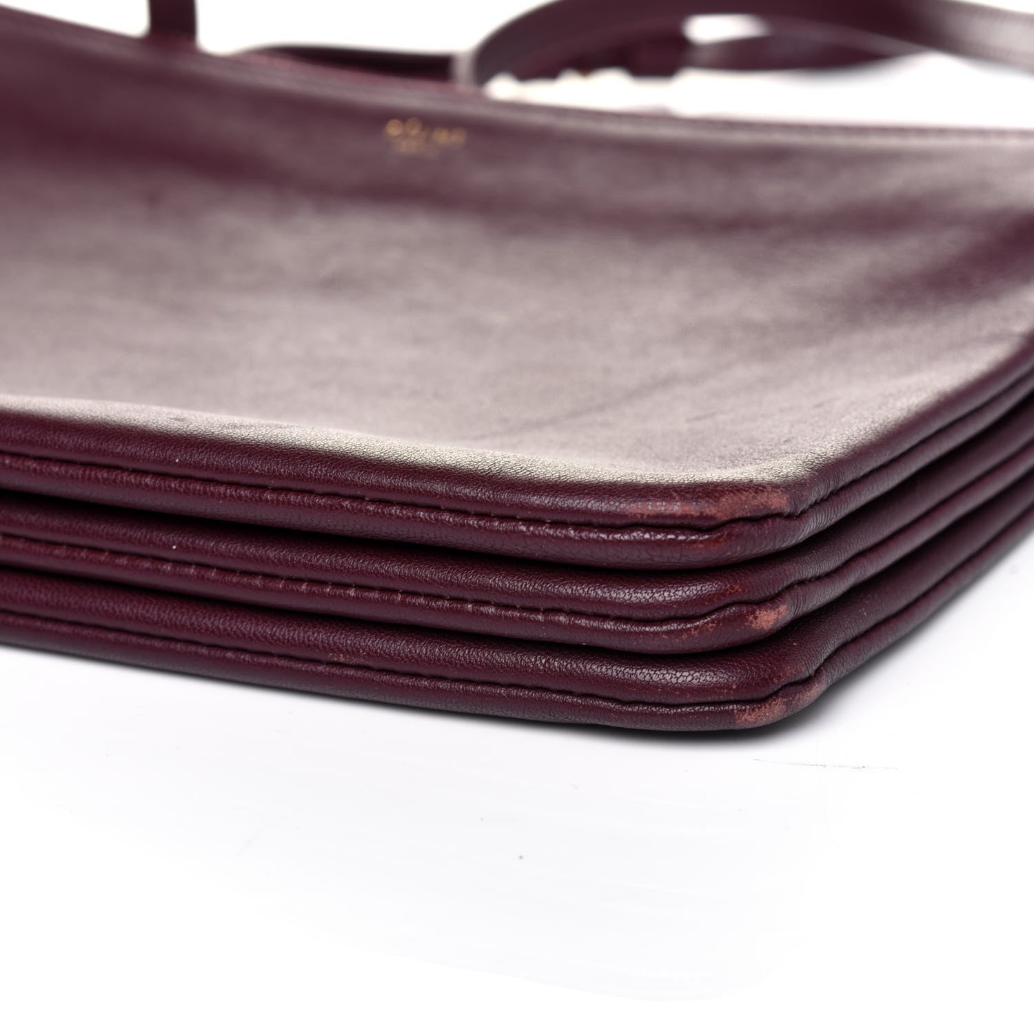 Celine Lambskin Large Trio Crossbody Bag Burgundy 10 of 21