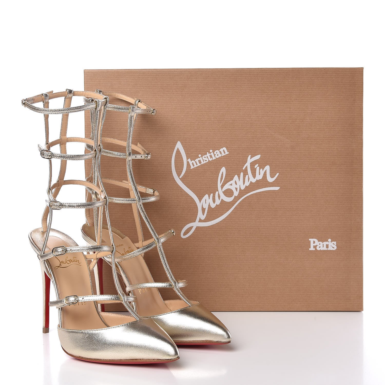 Christian Louboutin Metallic Nappa Kadreyana 100 Pumps 36 Sahara 8 of 8