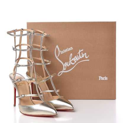 Christian Louboutin Metallic Nappa Kadreyana 100 Pumps 36 Sahara 8 of 8