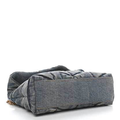 Saint Laurent Denim Quilted Toy Loulou Puffer Monogram Chain Satchel Blue Black 4 of 9