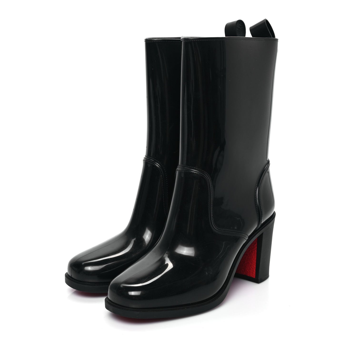 Recycled PVC Calfskin Loubirain 70 Boots 37 Black