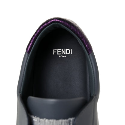 Fendi Vitello Lurex Rockoclick Slip On Sneakers 37 Alga Amarone Blueberry Multicolor 8 of 10