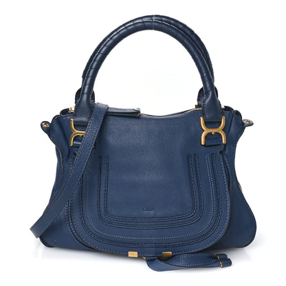 Chloe Calfskin Medium Marcie Satchel Royal Navy 1 of 13