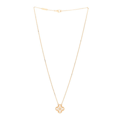 Van Cleef & Arpels 18K Yellow Gold Diamond Vintage Alhambra Pendant Necklace 3 of 6