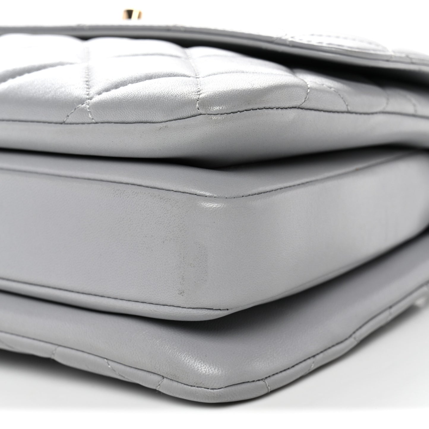 Lambskin Quilted Small Trendy CC Flap Dual Handle Bag Grey