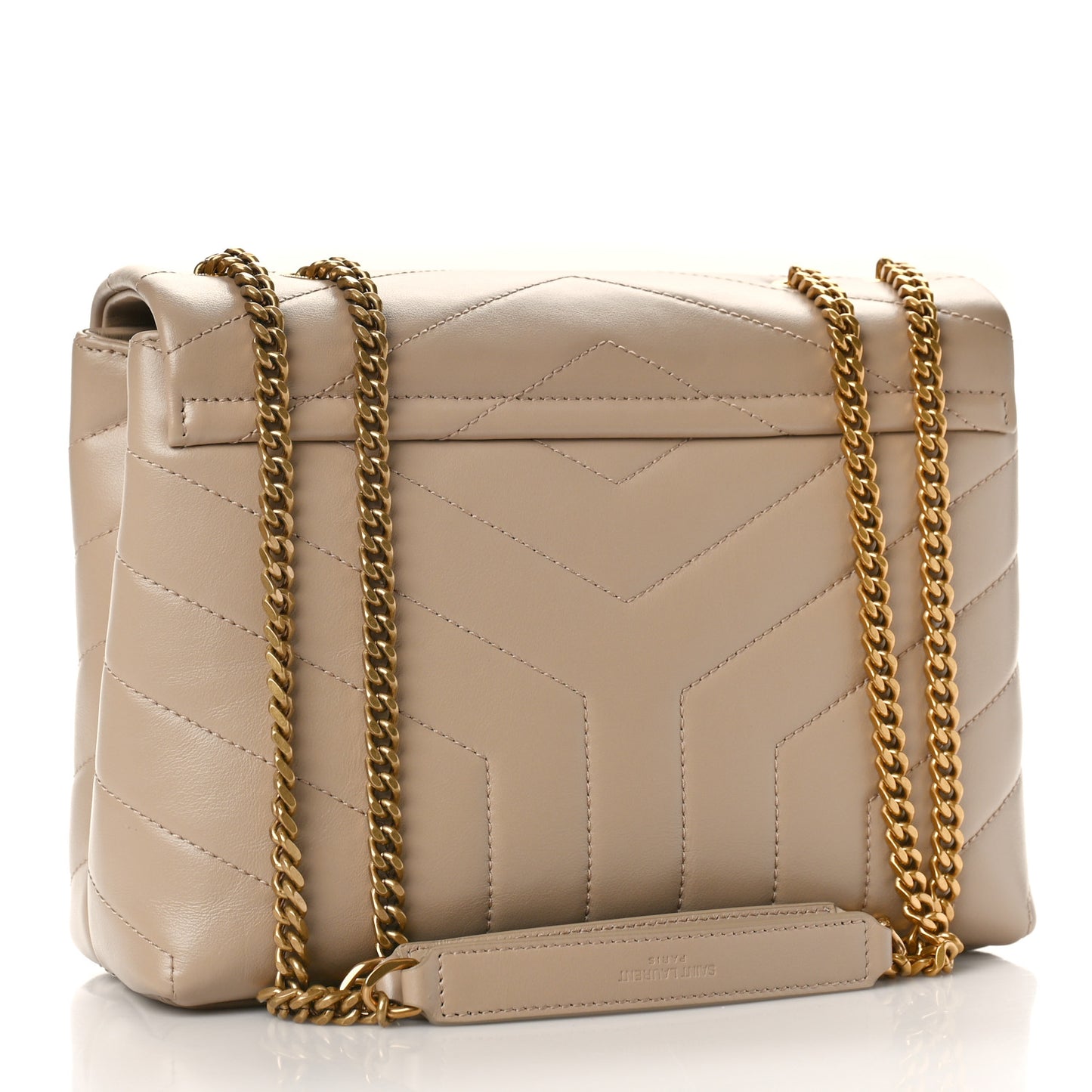Calfskin Y Quilted Monogram Small Loulou Chain Satchel Dark Beige