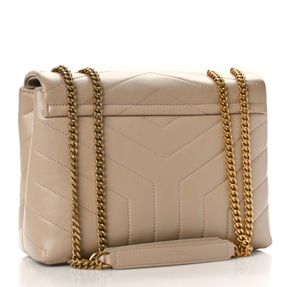 Saint Laurent Calfskin Y Quilted Monogram Small Loulou Chain Satchel Dark Beige 3 of 9